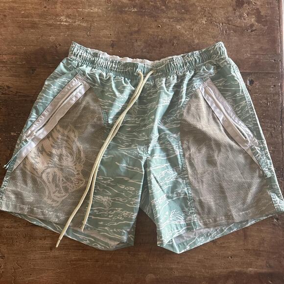 Green and white wolves swim trunks Medium - Picture 1 of 6